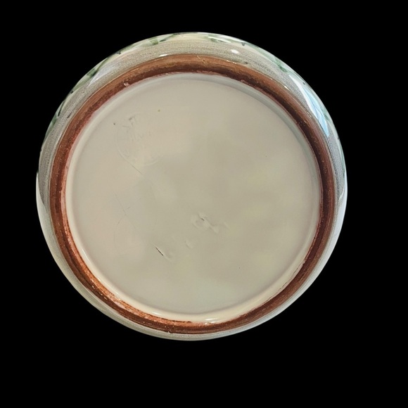 Vintage Mid Century Modern Scandinavian Pottery with green & lavender 6" Swedish - Picture 6 of 9